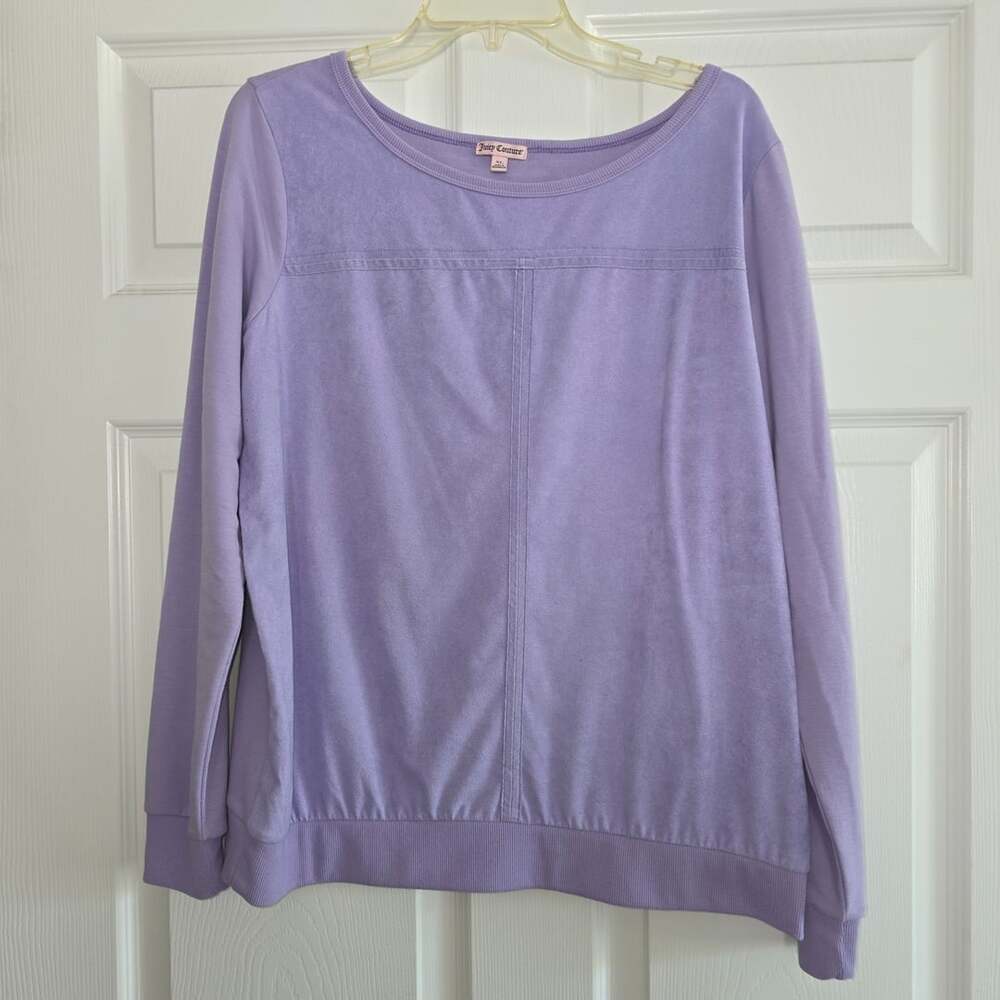 Juicy Couture Pastel Lavender Faux Suede Velour Pullover Top EUC XL